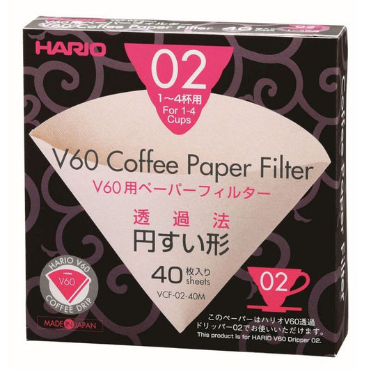 Hario v60 Coffee Paper Filters 02 Unbleached (40 sheets)
